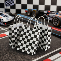 Black White Checkered Gift Bags with Handles - for Racing Birthday, Wedding, Holiday, Small Business Packaging