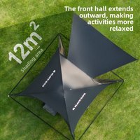 BLACKDOG 12m² Dome Canopy Tent, Waterproof PU3000+ Camping Awning for Outdoor Picnic Beach,Black‑Coated Sun‑Shade Shelter