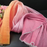 Gradient Pleated Organza Fabric By The Meter for Background Decoration Styling Design Diy Sewing Transparent Designer Cloth Red