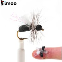 Bimoo 6pcs #10 Grizzly Hackle Foam Ant Fly Floating Black Dry Fly Para Post Wing Artificial Insect Bait Trout Char Fishing Lures
