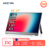 ARZOPA 16,1 Zoll 1920×1080 tragbarer Monitor HDR10 60 Hz 100 % SRGB externer zweiter Bildschirm für Laptop, PC, PS5, Mac, Xbox-Z1C Grau