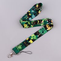 Green Plants And Little Black Cats Neck Strap Lanyard Credit Card Holders Keycord Key Holder DIY Hanging Rope Phone Accessories