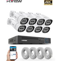 Système de caméra de sécurité CCTV H.View 4K 5Mp 8Mp Poe, kit de surveillance vidéo domestique, NVR 8 canaux, caméra IP extérieure audio, application XMEYE