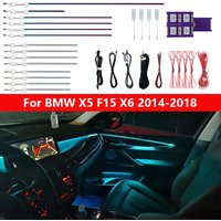 Lumière ambiante LED 18 en 1 pour BMW X5 F15 X6 2014 – 2018, barre lumineuse cachée, tableau de bord, décoration de porte, lampe d'ambiance par contrôle par application