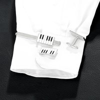 Music Mens Piano Keyboard Shaped Cufflinks&Tie Clip Set Musical Instrument Jewelry Accessories