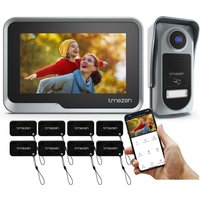 TMEZON 2-Draht WLAN-Video-Türklingel-Intercom-System 1080P HD 7' Touchscreen mit Bewegungserkennung TUYA App RFID-Karten-kompatibel