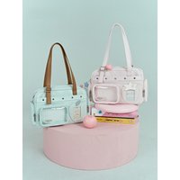 VANWALK Fruit Power Large Capacity Shoulder Bag Handheld Daily Snack Pain Relief Bag Macaron Style Soft Square Shape Pure Color