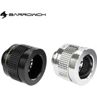 BARROWCH G1/4" OD14mm 16mm Hard Tube Wolverine Hand Compression Fittings For Computer,Black,Silver,FBYKNF-14/6