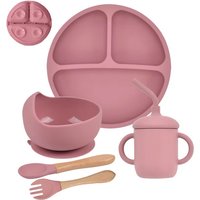 5Pcs/Set Baby Soft Silicone Tableware Kid Feeding Dishe Sucker Plate Bowl Spoon Fork Set Children Dishes Non-slip Dinnerware Set