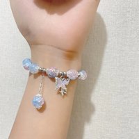Forest Style Butterfly Glass Bracelet Handmade Beaded Womens Ins Niche Ice Crack Broken Flower Beads