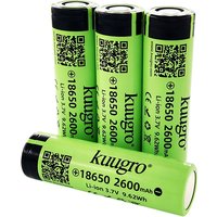 Kuugro 18650 Battery 2600mAh 3.7V Li-ion Rechargeable Explosion-Proof Low Self-Discharge for Flashlight Headlam