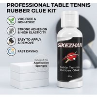 Professional Ping Pong Racket Glue with 3 Sponges, VOC-Free Inorganic Table Tennis Rubber Adhesive, Quick-Dry Easy Re-Glue