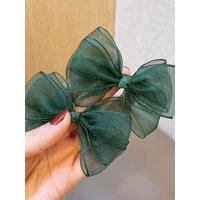 2pcs Fashion Solid color kudzu root gauze bow Hairpins For Women Girls Party Hair Accessories