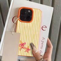 Cute Starfish Stripe Pattern Phone Case For iPhone 17 Pro Max 16 Plus 15 Pro 14 13 12 11 XR 17Air Lychee Textur Soft Cover
