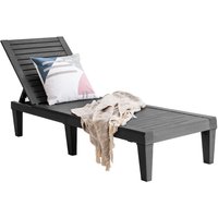 Plastic Recliner, Outdoor Sun Lounger with 5 Adjustable Positions, Leisure Deck Seat for Garden, Poolside, Beach and Patio Blac