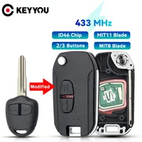 KEYYOU 2/3 Buttons Modified Flip Car Remote Key For Mitsubishi Outlander Pajero Triton ASX Lancer Shogun MIT8 MIT11 Blade 433MHz