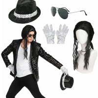 Michael Jackson Cosplay Costume Accessories Suit Retro Rock Party Outfit Disco Carnival Halloween and Stage Performance Wig Hats