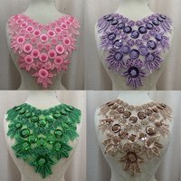 Mesh bottom bead tube sequin beads hand-sewn gold cloth appliqué lace clothing accessories