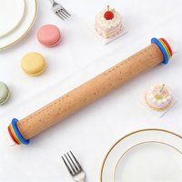 Wood Rolling Pin with Thickness Rings, Adjustable Wooden Rolling Pins for Baking, Dough Roller Pins for Cookie Pastry Tools