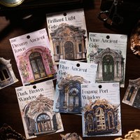 10PCS Paper Vintage European Door Window Stickers Antique Decor for Journal Scrapbooking