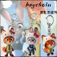 Disney Zootopia Animation Peripheral Keychain Cartoon Judy Nick Cute Acrylic School Bag Keychain Men and Women Birthday Gifts