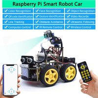 Keyestudio – Kit de voiture Robot intelligent 4WD pour Raspberry Pi, avec Module de caméra mégapixels et tutoriels de programmation (sans carte RPI 4B)