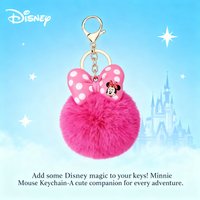 Disney Minnie Mickey Mouse Plush Keychain Cartoon Polka Dot Bow Pom-Pom Key Ring Pendant Car Bag Ornament Gift Toy for Girl