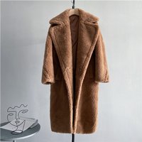 Winter Jacket Women Long Coat Wool Woven Fabric Thick Warm Outerwear Oversize Fashion Streetwear Teddy Bear Coats