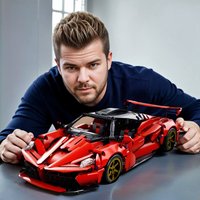 High-end red sports car racing toy building kit, a thoughtful gift for adults and teenagers – a set of collectible bricks.