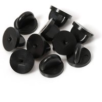 50pcs Black Rubber Brooch Pin Back Squeeze Badge Holder Butterfly Clasp Clutch