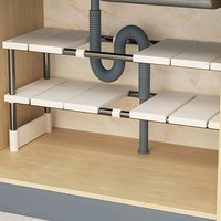 Verstellbares Unterschrank-Aufbewahrungsregal, Erweiterbarer Küchen- & Badezimmerschrank-Organizer, Langlebiger Platzsparender Mehrstöckiger Topfhalter
