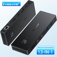 Lemorele 13-Ports Hub 5Gbps USB A/C Data Transfer Hub With RJ45 Double HDMI DP 4K@60Hz PD 100W for Laptop Multi-Port Expander