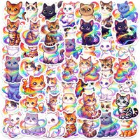 50/100 Pcs Cute Cartoon Rainbow Cat Stickers Pack, Vinyl Removable for Phone Cup Scrapbook Helmet Diary DIY Decals