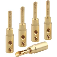 8Pcs Frosted Gold Plated Banana Plug Solderess Copper Amplifier Speaker Connector HiFi Audio Adapter