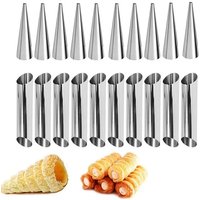 5/10Pcs Cream Horn Molds Stainless Steel Cone Tubular Shaped Mold Baking Cones Horn Pastry Roll Kitchen Cookie Dessert Tool