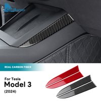 For Tesla Model 3 Highland 2024 2025 Real Soft Carbon Fiber Sticker Wireless Charging Side Car Interior Accessories
