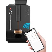 Mcilpoog HI02 Fully Automatic Espresso Machine with Grinder & Steamer, WiFi Connected,, 5 Flavors for Home and Office.Silver