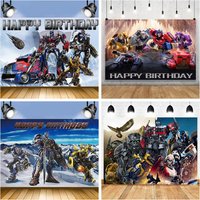 Transformers Bumblebee Optimus Prime Party Backdrop Birthday Banner Photo Booth Cake Table Decorations for Children Boys