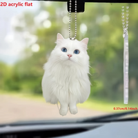 Cool White Persian Cat 2D Acrylic Pendant Novelty Kitten Keychain Versatile Charm Decor for Car,Backpack,Home,Festive Party,Gift