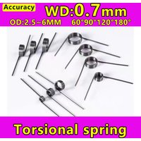 65Mn Steel Wire Diameter 0.7mm V-Shaped Helical Torsion Spring Angle 60° 90° 120° 180° 3 Laps/6 Laps/9 Laps Torque Spring 5pcs