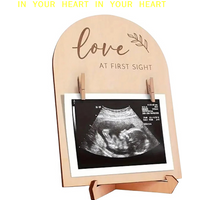 【X】1 Set Expectant Mothers To Announce Pregnancy Or Baby Birth Ornament Wooden Ultrasonic Photo Frame