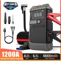 ANT POWER 1200A Rozruchowywacz Samochodowy z Kompresorem Powietrza 10000mAh | 8.0L Benzyna/4.0L Diesel | Pompka do opon 150PSI z cyfrowym wyświetlaczem