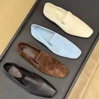 Retro Women Shoes Luxury Genuine Leather Loafers for Woman Fashion Britain Square Head Casual Shoes Designer Shoes Zapatos Mujer