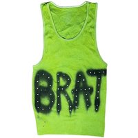 Retro Y2K women's strapless vest with Harajuku style cut, Gothic printed green vest, summer casual sleeveless vest