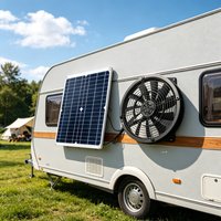 Portable Solar Powered Exhaust Fan Kit Weatherproof Ventilation Fan for Greenhouse Dog House RV Chicken Coop Shed Outdoor Use