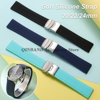 20mm 22mm 24mm Soft Silicone Rubber WatchBand Strap Universal Quick Release Sport Bracelet Men Women Deployment Buckle Wristbelt