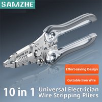 SAMZHE 10-in-1 Wire Cutter Separator Multifunctional Electrician Pliers Industrial Wire Stripper Cutter Crimper Wire Cutter