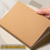 A6 Thickened Pocket Notebook 256 Pages Kraft Paper Cover Lined Blank Grid Inner Pages Portable Small Pocket Notepad