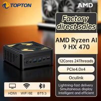 Topton OCuLink Mini PC Gamer AMD Ryzen AI 9 HX 470 370 7 PRO 360 USB4 2x2.5G LAN 2xM.2 PCIe Metal NUC Computer Windows 11 WiFi6E
