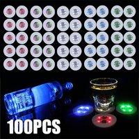 100 szt. Zastawa stołowa LED mata kubek świecąca naklejka kolorowa migająca butelka naklejka emitująca światło Coaster stragan Bar Light